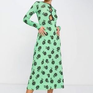 ASOS Green Floral Stretch Dress